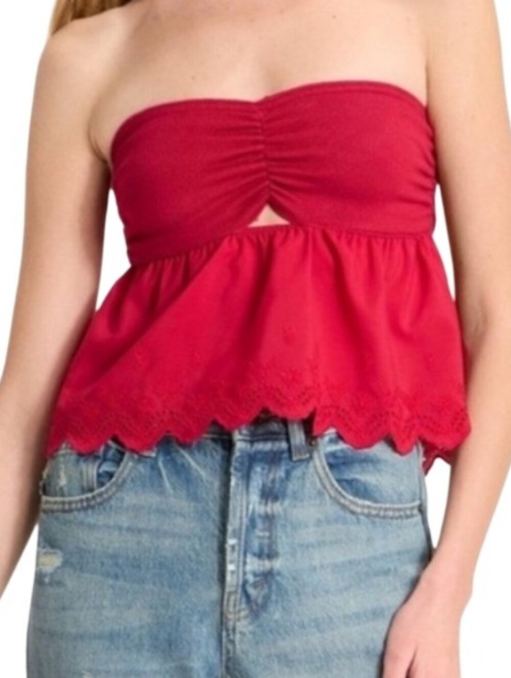 Strapless Red Eyelet Top Sz Xxl Nwt